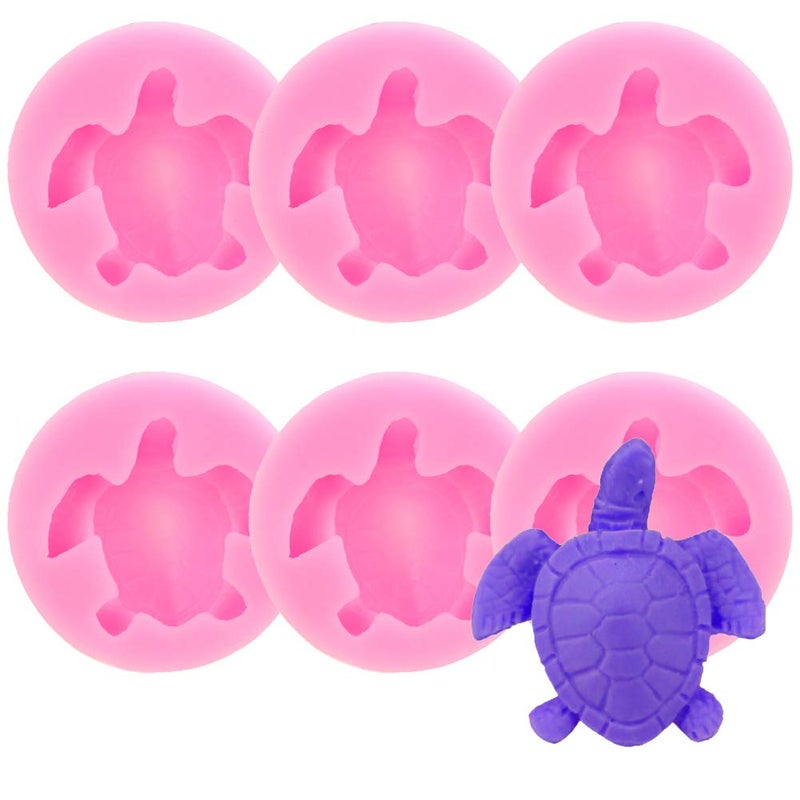 KuuGuu 6 PACK Sea Turtle Silicone Molds 3D Turtle Candy Fondant Mold Tortoise Chocolate Making Mould Cute Marine Animals Mold for Desserts DIY Baking Candy Cake Muffin Bread Decoration Tools ï¼ˆPinkï¼‰ - Image 1